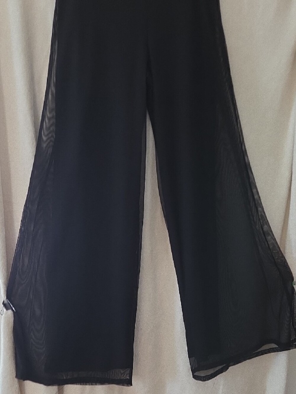 JS Collections Black Wide-Leg Sheer Overlay Pull-On Pants